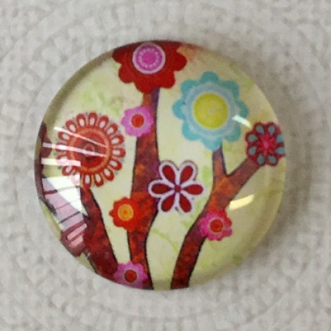 25mm Art Glass Backed Cabochons - Flora 24 - Pack of 5 25mm Art Glass Backed Cabochons - Flora 24 - Pack of 5