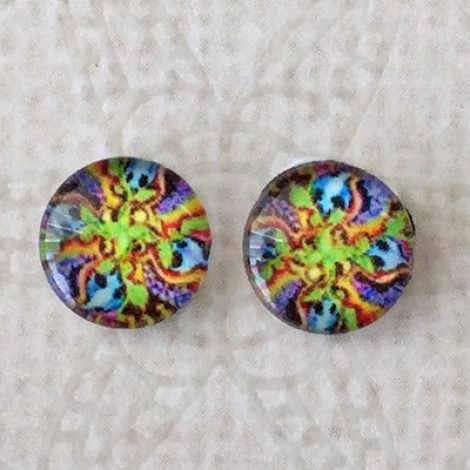 8mm Art Glass Backed Cabochons - Brights 13 - Per Pair
