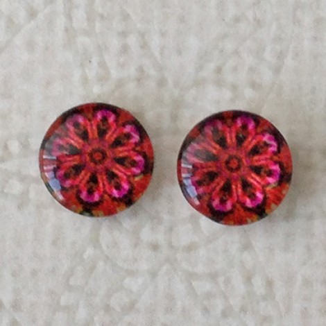 8mm Art Glass Backed Cabochons - Brights 24 - Per Pair 8mm Art Glass Backed Cabochons - Brights 24 - Per Pair