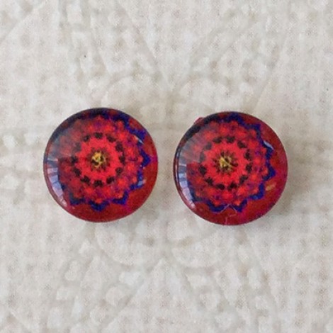 8mm Art Glass Backed Cabochons - Brights 25 - Per Pair