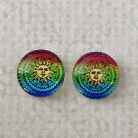 8mm Art Glass Backed Cabochons - Brights 27 - Per Pair