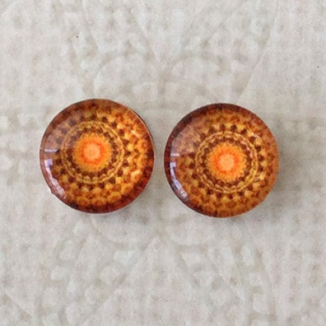 8mm Art Glass Backed Cabochons - Brights 41 - Per Pair 8mm Art Glass Backed Cabochons - Brights 41 - Per Pair
