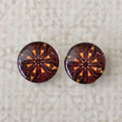 8mm Art Glass Backed Cabochons - Brights 44 - Per Pair