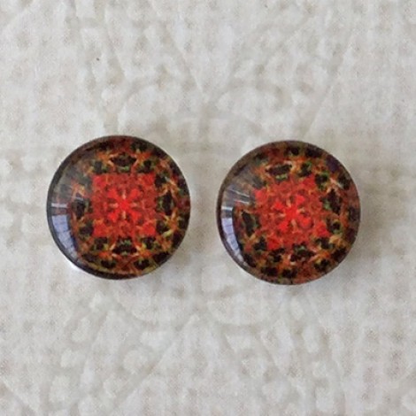 8mm Art Glass Backed Cabochons - Brights 45 - Per Pair 8mm Art Glass Backed Cabochons - Brights 45 - Per Pair
