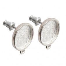 13mm ID Nunn Design Bright Fine Silver Plated Mini Circle Bezel Earstuds with Loop - Per Pair