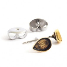 6x4mm ID Nunn Design Bitsy Drop Bezel Earposts - 24K Antique Gold with Surgical Steel Posts & Backs - Per Pair