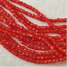 3mm Czech Firepolish Beads - Opal Siam Ruby - Pack of 50