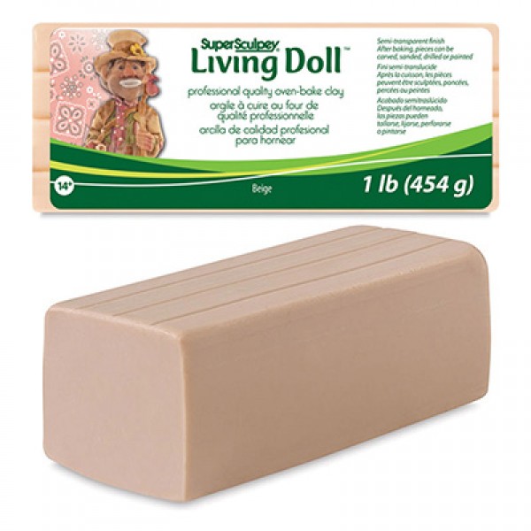 Super Sculpey Living Doll Light & Beige 1lb/454g To 12lbs Polymer Clay,  Sculpted Seams Blend