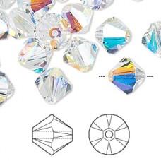 10mm Swarovski 5328 Crystal Bicones - Crystal AB - Pack of 2