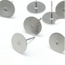 10mm Flat Pad 316 Stainless Steel Earposts - Pack of 12 Pair