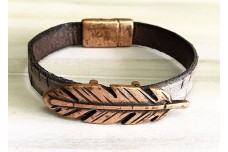 Leather & Copper Focal Bracelet