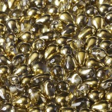 6x9mm Czech Side Drill Teardrops - Crystal Amber (Gold) - Pack of 10
