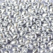 6x9mm Czech Side Drill Teardrops - Crystal Labrador Full (Silver) - Pack of 10