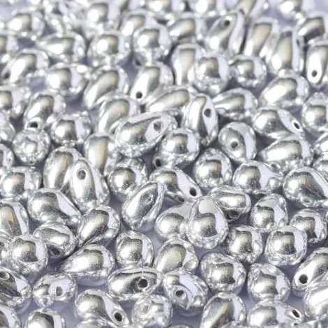 6x9mm Czech Side Drill Teardrops - Crystal Labrador Full (Silver) - Pack of 10 6x9mm Czech Side Drill Teardrops - Crystal Labrador Full (Silver) - Pack of 10