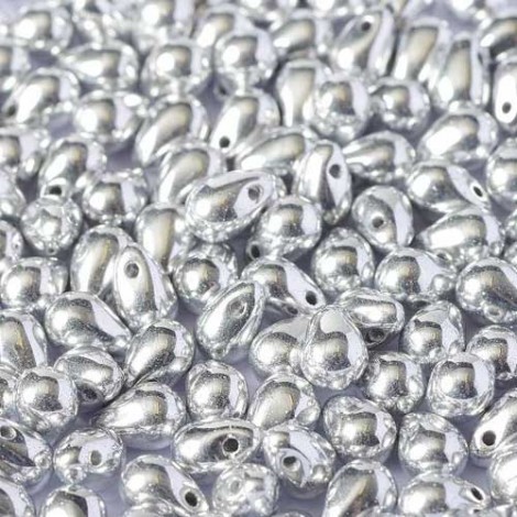 4x6mm Czech Side Drill Teardrops - Crystal Labrador Full (Silver) - Pack of 20 4x6mm Czech Side Drill Teardrops - Crystal Labrador Full (Silver) - Pack of 20