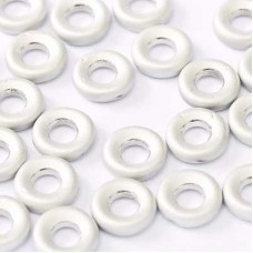 9mm (3mmID) Czech Glass Rings - Labrador Full Matted (Medium Silver Grey Matte)