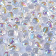 4x6mm Czech Side Drill Teardrops - Crystal AB - Pack of 20