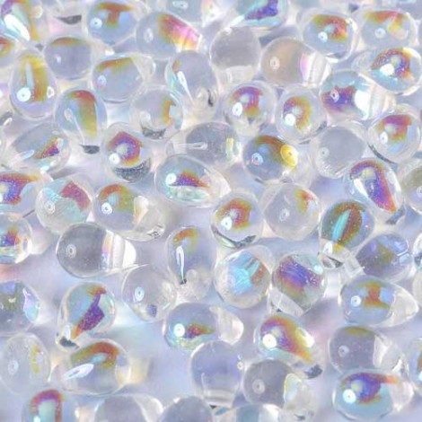 4x6mm Czech Side Drill Teardrops - Crystal AB - Pack of 20 4x6mm Czech Side Drill Teardrops - Crystal AB - Pack of 20