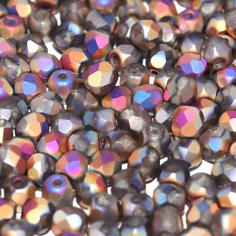 3mm Czech Firepolish Beads -  Crystal Sliperit Full Matted - Pack of 50
