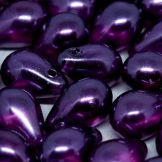6x9mm Czech Side Drill Teardrops - Crystal Rich Purple - Pack of 10