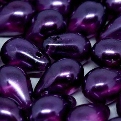 6x9mm Czech Side Drill Teardrops - Crystal Rich Purple - Pack of 10