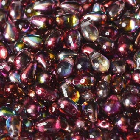 4x6mm Czech Side Drill Teardrops - Crystal Magic Wine - Pack of 20 4x6mm Czech Side Drill Teardrops - Crystal Magic Wine - Pack of 20