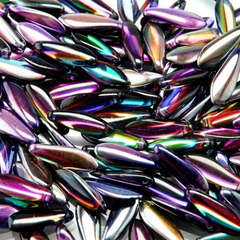 5x16mm Czech Dagger Beads - Crystal Magic Purple