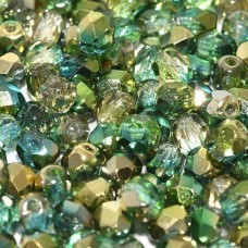 3mm Czech Firepolish Beads - Crystal Sunny Magic Summer Green - Pack of 50
