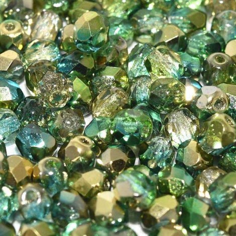 3mm Czech Firepolish Beads - Crystal Sunny Magic Summer Green - Pack of 50