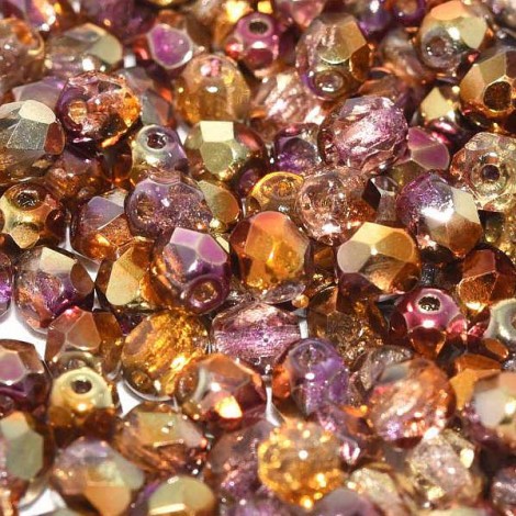 3mm Czech Firepolish Beads - Crystal Sunny Magic Embers - Pack of 50