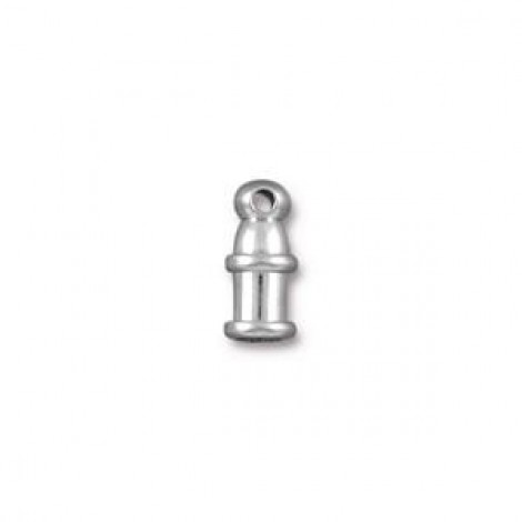 2mm ID TierraCast Pagoda Cord Ends - Rhodium Bright - Pack of 2