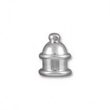 6mm ID TierraCast Pagoda Cord End - Rhodium Bright - Pack of 2