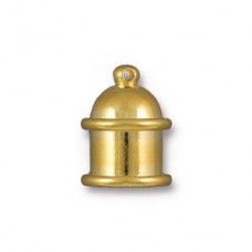 8mm ID TierraCast Pagoda Cord Ends - 22k Bright Gold Plated - Pack of 2