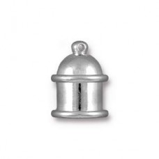 8mm ID TierraCast Pagoda Cord Ends - Rhodium Bright - Pack of 2