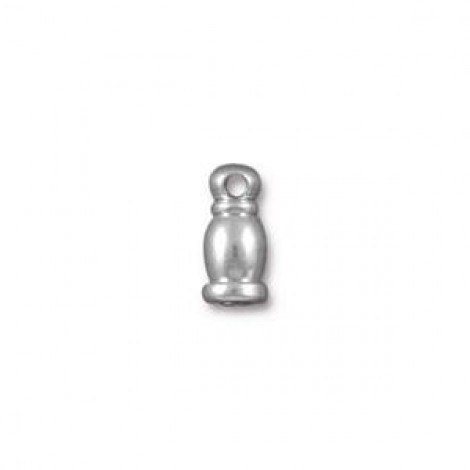 2mm ID TierraCast Taj Cord End - Rhodium Bright - Pack of 2