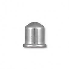 8mm ID TierraCast Cupola Cord End - Rhodium Bright - Pack of 2