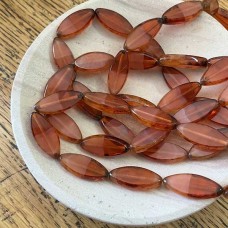 7x18mm Czech Table-Cut Spindle Beads -  Burnt Orange + Pale Pink w-Picasso Finish - Pack of 2