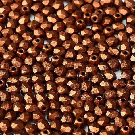 3mm Czech Firepolish Beads -  Metallic Copper - Pack of 50