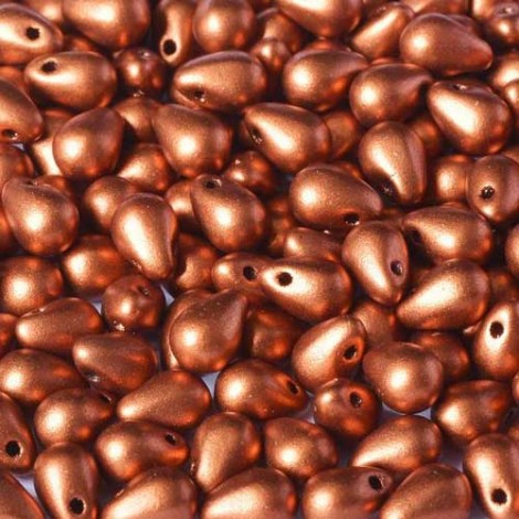 4x6mm Czech Side Drill Teardrops - Copper - Pack of 20 4x6mm Czech Side Drill Teardrops - Copper - Pack of 20
