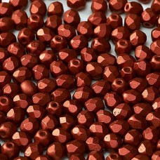 6mm Czech Firepolish Beads - Lava Red