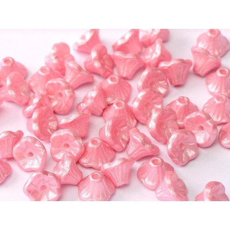 7x5mm Czech Flower Cups - Alabaster Pastel Pink - Pack of 20