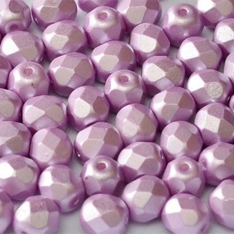6mm Czech Firepolish Beads - Pastel Light Rose - Pack of 20
