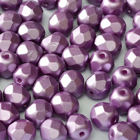 4mm Czech Firepolish Beads - Alabaster Pastel Lila