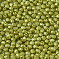 3mm Czech Firepolish Beads - Alabaster Pastel Lime - Pack of 50