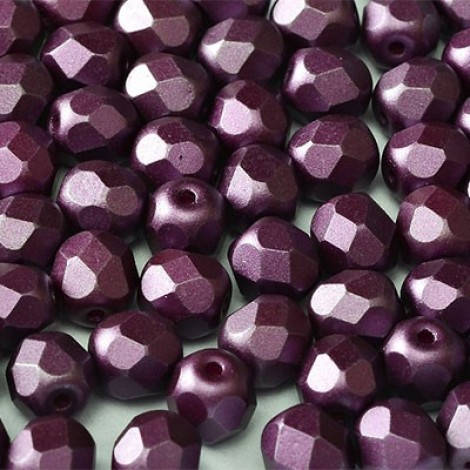 6mm Czech Firepolish Beads - Pastel Bordeaux