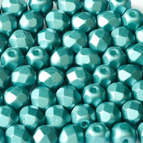 6mm Czech Firepolish Beads - Pastel Emerald - Pack of 20
