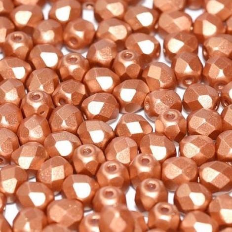 4mm Czech Firepolish Beads - Alabaster Met Copper