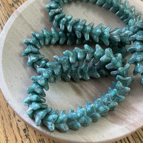 5x8mm Bell Flowers - Medium Sky Blue with Blue Picasso Finish - Pack of 10 5x8mm Bell Flowers - Medium Sky Blue with Blue Picasso Finish - Pack of 10