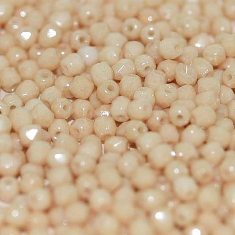 4mm Czech Firepolish Beads - Chalk White Champagne Luster - Pack of 50