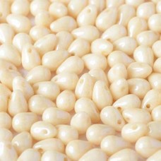4x6mm Czech Side Drill Teardrops - Chalk White Champagne Luster - Pack of 20